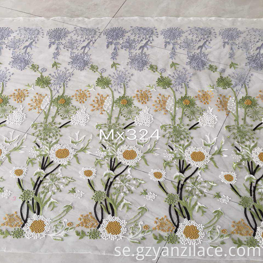 Sunflower Lace Embroidery Fabirc for clothing
